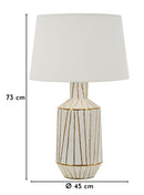 Lampada da Tavolo Tangeri Ø45x73 cm in Ceramica e Ferro e Tessuto Bianco e Oro      
