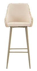 Sgabello Bar Alaska A Crema Set 2 Pz 52x46x111 cm in Compensato e Spugna e Ferro e Poliestere Crema      