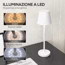Lampada da Tavolo Portatile Ø11,2x36,5 cm in Acrilico e Metallo Bianco