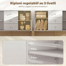 Credenza Moderna 120x39,1x76 cm con 3 Cassetti Silenziosi 2 Ripiani Regolabili 5 Gambe in Acciaio e MDF Bianco      