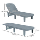 Set 2 Lettini Prendisole 62x158x88 cm con Schienale Regolabile e Vassoi in Polipropilene Grigio Scuro      