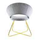 Poltrona Imbottita 66x65x68 cm in Tessuto Effetto Velluto Grigio