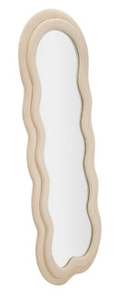 Specchio da Muro Miki Velluto Crema 60x4x160 cm in MDF e Poliestere e Specchio Crema      