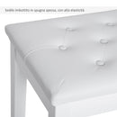 Panca Sgabello Pianoforte con Vano Portaoggetti in Similpelle e Legno 76x36x50 cm Bianco 