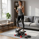 Stepper Multifunzione 3 in 1 con Pedali Antiscivolo 39x33x28 cm e Bande di Resistenza Fitness Nero      