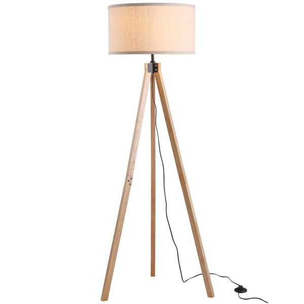 online Lampada da Terra Tripode in Legno con Paralume E27 Ø45x152 cm Beige