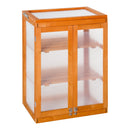 Mini Serra da Giardino 58x44x78 cm 3 Ripiani in Legno e Policarbonato Arancione