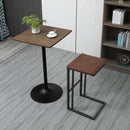 Tavolino da Bar Alto 60x60x103 cm in Metallo e Bambù Noce