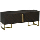 Mobile TV max 55” 120x39x50 cm con 2 Armadietti in Legno e Metallo Marrone e Oro