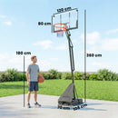 Canestro da Basket Portatile per Esterni Altezza Regolabile 245-305 cm Tabellone in Infrangibile PC Nero      