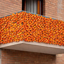 Siepe Artificiale Sintetica 1x 3 m Rotolo Rete Anticaduta con Foglie Arancio      