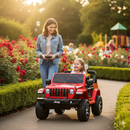 Macchina Elettrica per Bambini Fuoristrada Jeep Wrangler Rubicon 12V con Telecomando Rosso