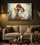 Stampa Dipinta su Tela Laccata Natività con Cornice 122x4x82 cm in Abete e Tela e Plastica      