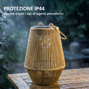 Set di 2 Lampade Solari 16x16x21 cm con Accensione e Spegnimento Automatico IP44 in Rattan Marrone      