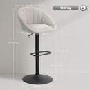 Set 2 Sgabelli da Bar 53,5x46x103 cm con Altezza Regolabile e Seduta Girevole in Tessuto Beige      