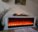 Camino Elettrico da Pavimento 60x180x33 cm Effetto Fiamma 1500W Skyline Bianco