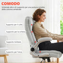 Sedia Ergonomica da Ufficio68x69x118 cm Schienale Alto e Braccioli Ribaltabili in VellutoBianco Crema      