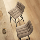 Set 2 Sgabelli da Cucina Stile Nordico 45x47x84 cm in Tessuto Effetto Velluto e Metallo Marrone  
