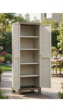 Armadio da Esterno 4 Ripiani 65x45x182H cm in Plastica Keter Excellence Alto Beige/Tortora