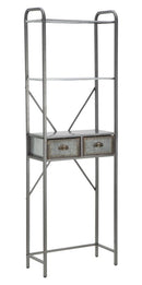 Mobiletto da Bagno Illinois 60,5x29x184,5 cm in Ferro Argento