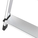Scala Domestica 5 Gradini Scaletto Antiscivolo con Porta Utensili in Alluminio Argento      