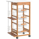 Carrello da Cucina 1 Cassetto 4 Cestelli 47x37x83 cm in Legno Marrone