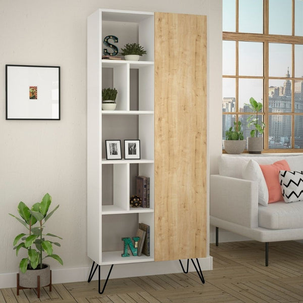 Libreria Jedda 80,6x191 cm bianca con anta rovere online