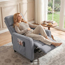 Poltrona Massaggiante  69x93x104 cm Reclinabile a 160° con Poggiapiedi e Telecomando Effetto Lino Grigio Chiaro      