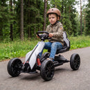 Go Kart Elettrico per Bambini 3-8 Anni 12V 3-5 km/h con Cintura di Sicurezza Capacità 30 kg Bianco      