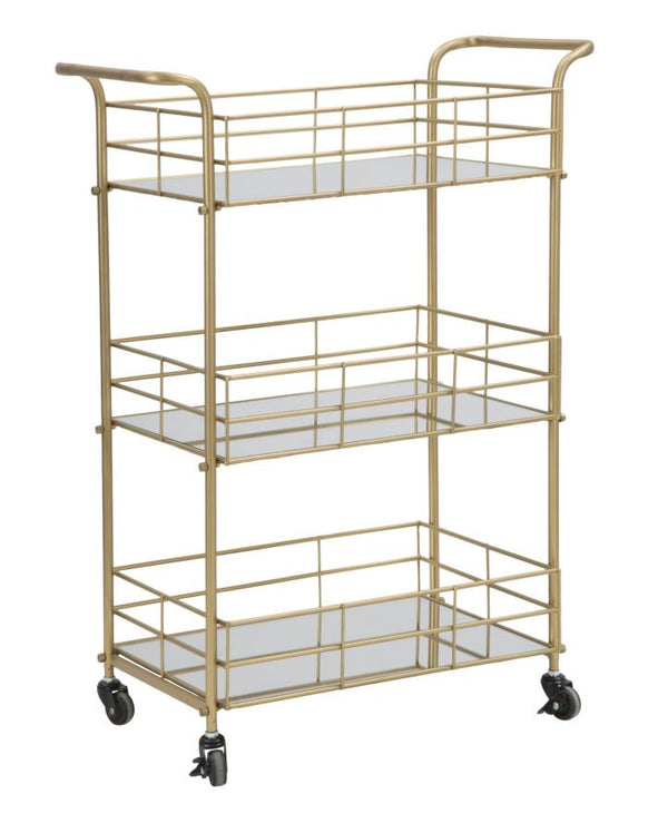 Carrello Glam Rettangolare 60x30,5x80 cm in Ferro e Vetro Oro acquista