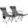 Set 2 Sedie da Campeggio 82x50-100x88 cm Pieghevoli con Poggiapiedi e Portabicchieri in Tessuto Oxford Grigio