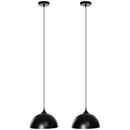 Set 2 Lampade a Sospensione Ø30x126 cm Altezza Regolabile in Metallo Nero