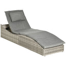 Lettino Prendisole da Giardino 60x200x40 cm in Rattan PE Grigio
