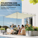 Telo Pergola per Esterni Anti UV 286x245 cm con 8 Fori di Drenaggio in Poliestere Bianco Crema      