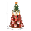Calendario Avvento di Natale a Cono 22x22x35 cm Con 10 Luci a LED in Compensato