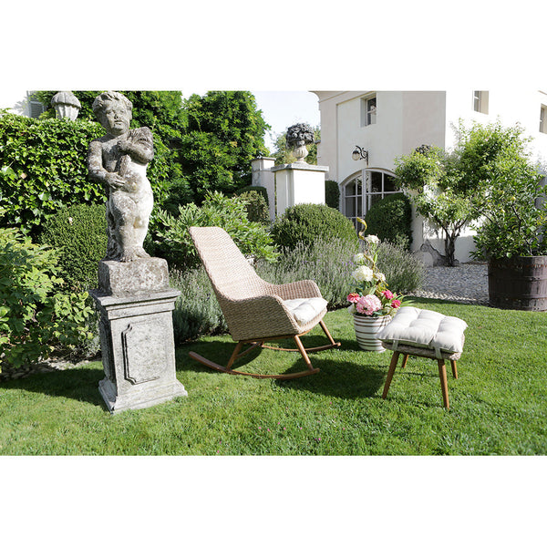 Sedia a Dondolo da Giardino con Poggiapiedi in Polyrattan Tirreno Naturale acquista
