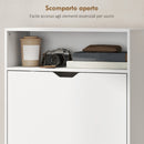 Scarpiera 60x26x140 cm Mobile con 3 Cassetti Ribalta e Ripiani Regolabili in MDF Bianco      