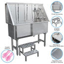 Vasca per Toeletta 127x47,5x136 cm Professionale con Accessori in Acciaio 