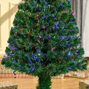 Albero di Natale Artificiale 120 cm 130 Rami in Fibra Ottica e PVC e 16 luci LED 