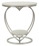 Tavolinetto Heart Argento Ø40x45,5 cm in Ferro e Marmo Argento e Bianco      