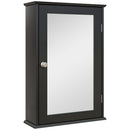 Mobile da Bagno Pensile con Specchio e Anta a Chiusura Magnetica 41x14x60 cm Nero      