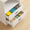 Mobile per Microonde 60x40x170 cm con Ripiano Regolabile e 2 Cassetti in MDF Bianco      