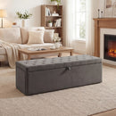 Cassapanca Contenitore 137x41x42 cm Capienza 140L con Seduta Ampia Imbottita Capacità 240kg in Velluto Grigio      