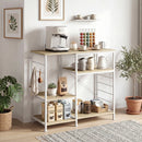 Scaffale da Cucina 90x39x83,5 cm con Ripiani con 5 Ganci Salvaspazio in Legno e Metallo Rovere      