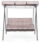 Dondolo 3 Posti da Giardino 160x118x160 cm in Ferro e Poliestere Pemba Beige