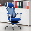 Sedia da Gaming Ergonomica Girevole e Reclinabile con Poggiapiedi Blu 