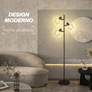Lampada da Terra 3 Luci Orientabili 40W 41x28x169 cm in Metallo Nero 