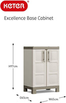 Armadio da Esterno 2 Ripiani 65x45x97H cm in Plastica Keter Excellence Basso Beige/Tortora