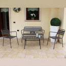 Set Salotto da Giardino Divano 2 Poltrone e Tavolino in Acciaio Taupe