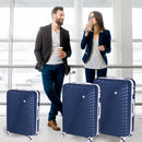Set 3 Valigie Rigide con Ruote Easy Roll Trolley Bagaglio da Viaggio Blu      